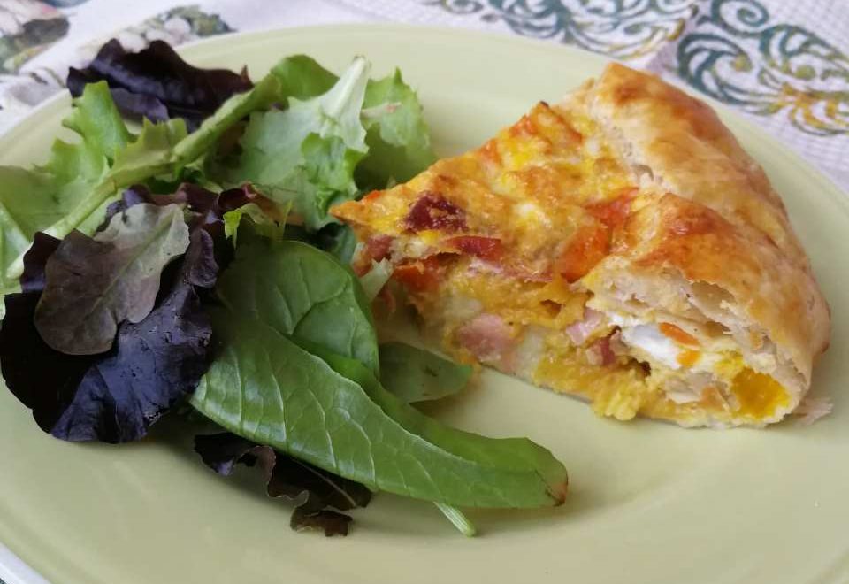 Torta rustica zucca, castagne e porri