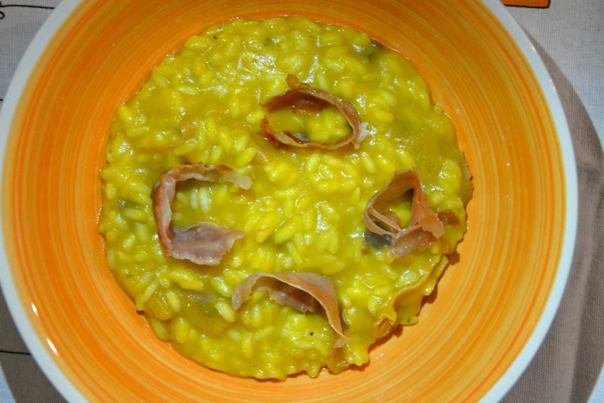 Risotto con zucca, prosciutto di Parma ed uvetta