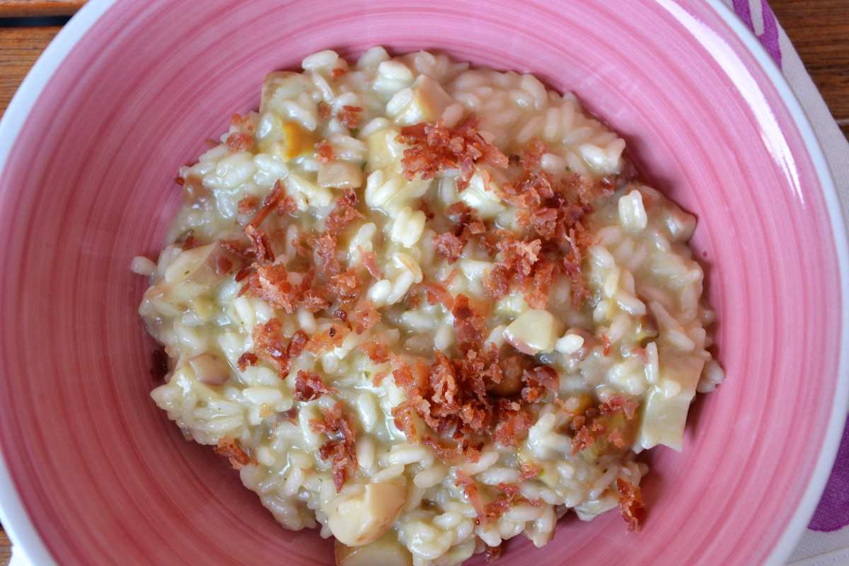 Risotto castagne, porcini e pancetta croccante